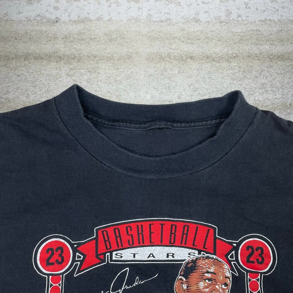 Vintage 80s Michael Jordan Shirt Mens L Black Made in USA Basketball Star - Picture 4 of 5